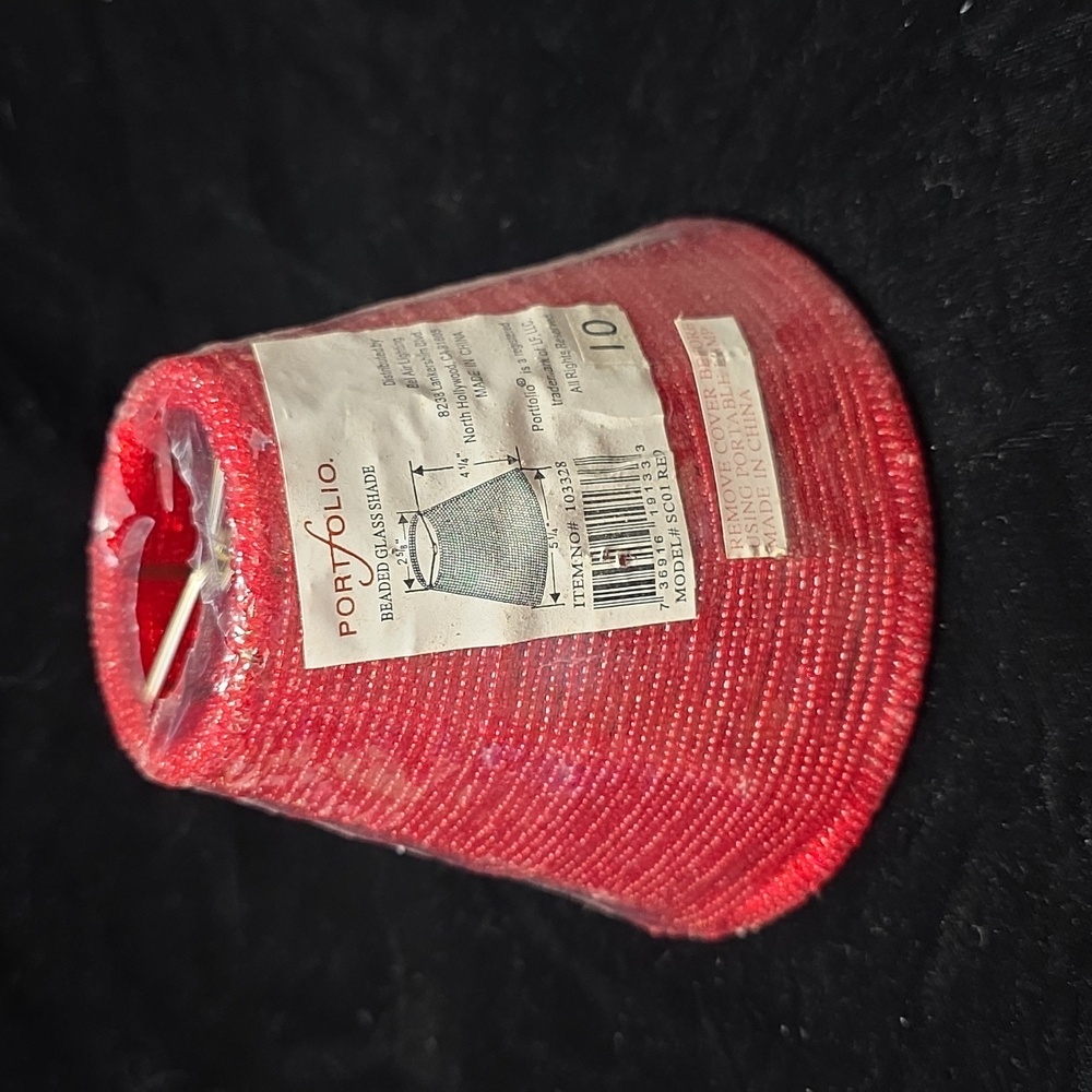 Portfolio‎ Red Beaded Glass Shade, 2 5/8 × 5 1/4 × 4 1/4, NIP #2 of 2